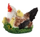 Фигурка садовая Курица-наседка с цыплятами, Н 22 см