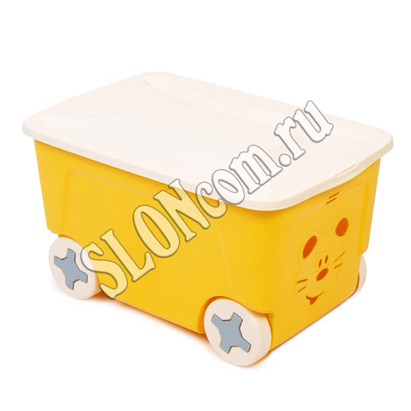 Детский ящик для игрушек Coo на колесах 50 л, желтый - фото