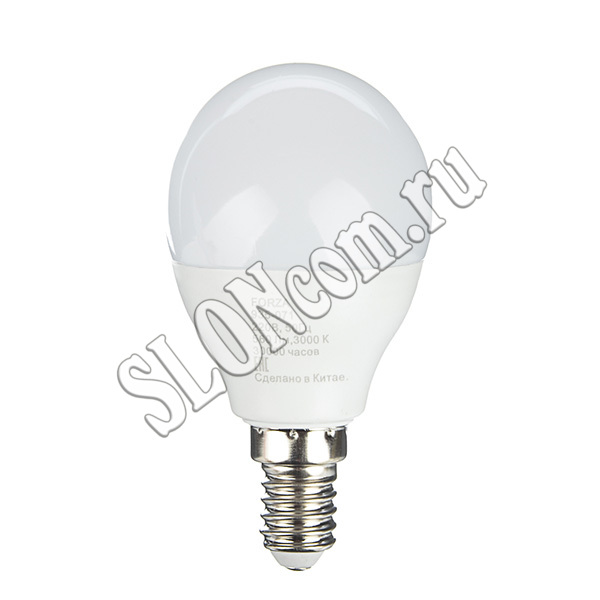Лампа светодиодная G45 7W, E14, 560lm, 3000К, Forza - Фото