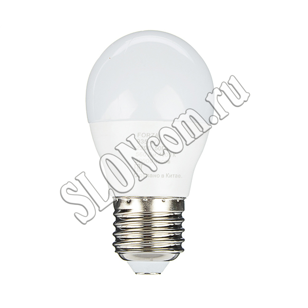 Лампа светодиодная G45 7W, E27, 560lm, 4000К, Forza - Фото