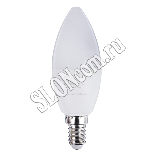 Лампа светодиодная свеча С37, 7W, E14, 560lm, 4000К, Forza - Фото