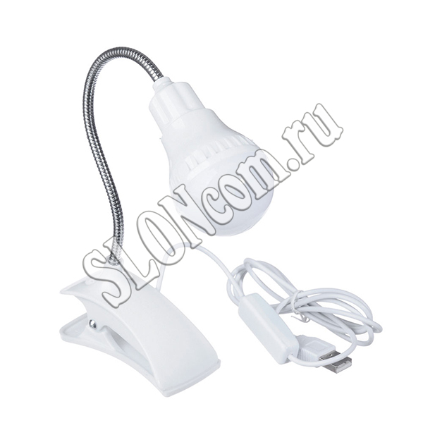 Фонарь-лампа на прищепке 6 LED, питание USB с выключателем, Forza - Фото