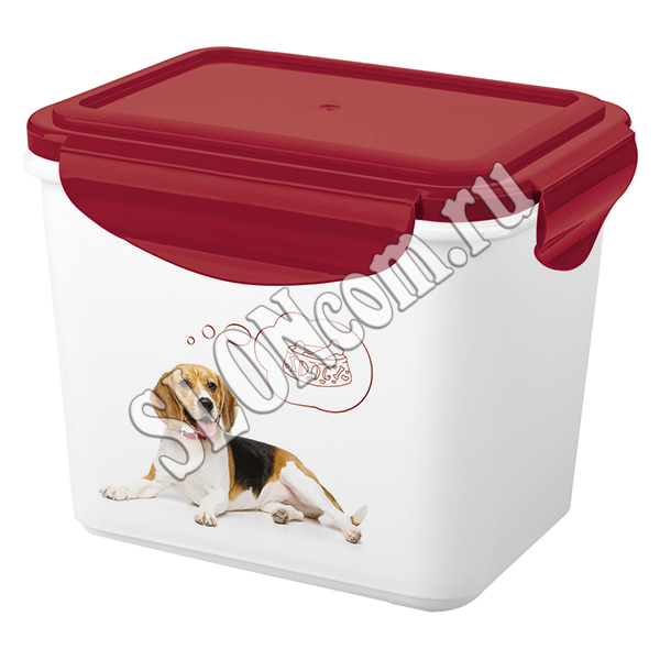 Контейнер для корма и лакомств Собаки 0,9 л, бордовый, Lucky Pet - Фото
