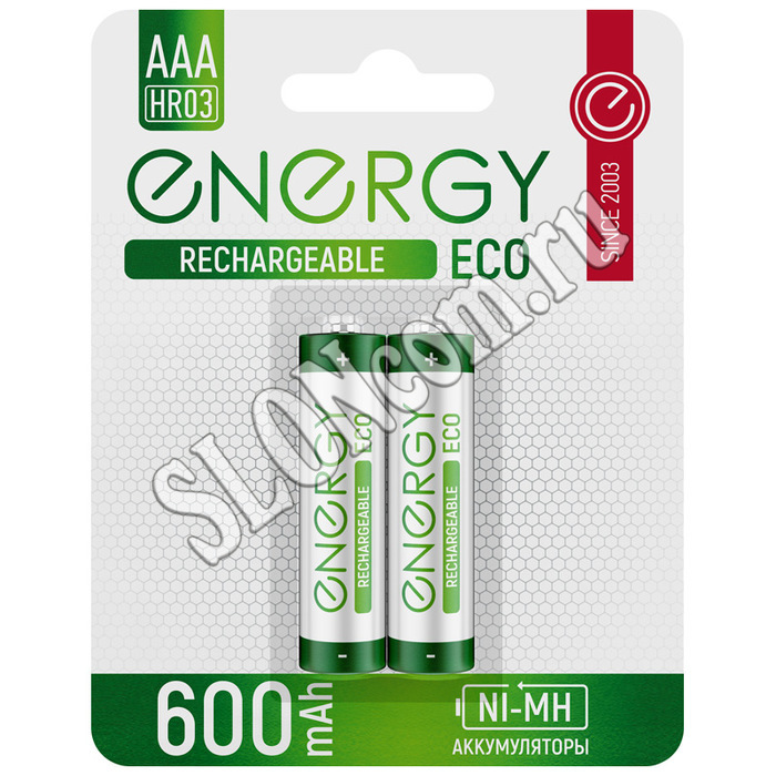 Аккумулятор Energy Eco 2 штуки NIMH-600-HR03/2B (АAА) - Фото