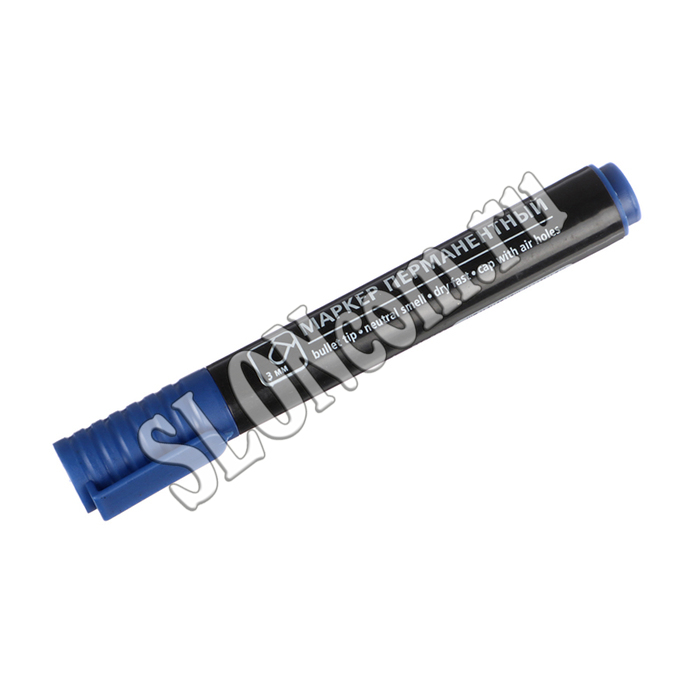 Маркер перманентный синий, пулевидный наконечник, линия, 3 мм - Фото