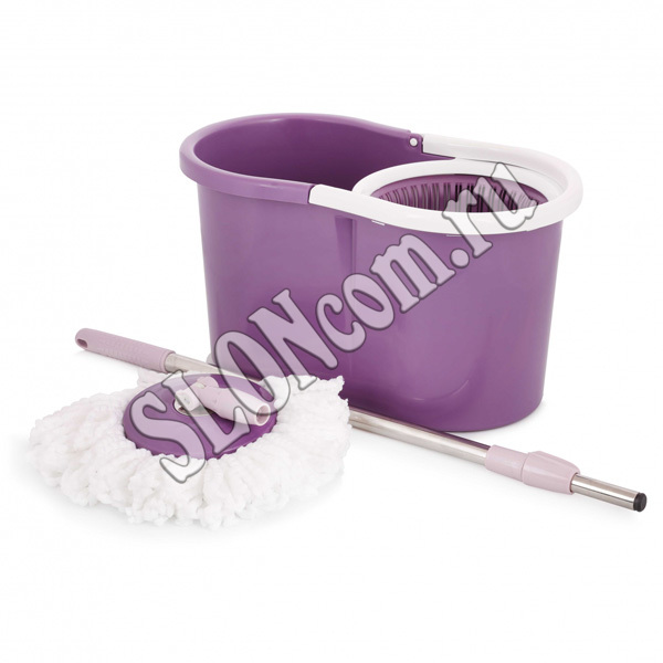 Набор Уют для уборки (ведро с отжимом, швабра), фиолетовый - Фото