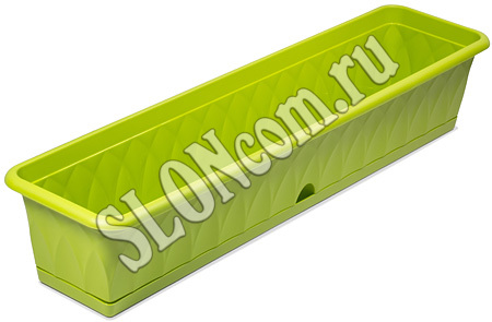Ящик для растений Сиена 93 см с поддоном, зеленый - Фото