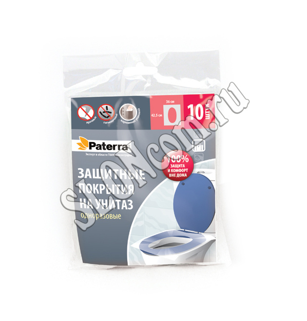 Покрытия защитные  на унитаз, одноразовые, Paterra, 10 шт. в упаковке - Фото