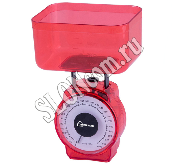 Весы кухонные механические HomeStar HS-3004М, 1 кг, цвет красный - Фото