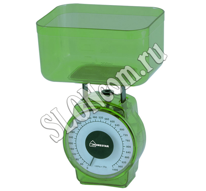 Весы кухонные механические HomeStar HS-3004М, 1кг, зеленый - Фото