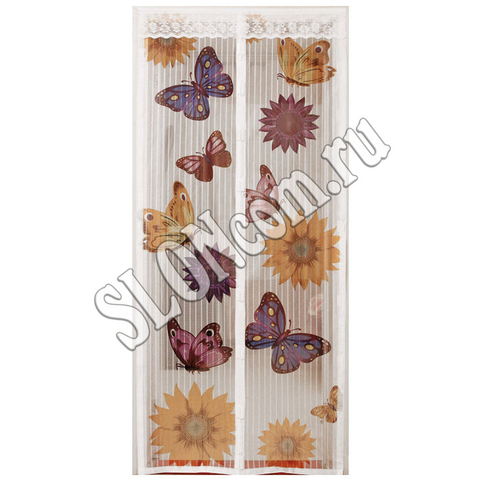 Сетка антимоскитная на магнитах Капутомоскито дизайн Бабочки цвет белый 100 * 210 см - фото