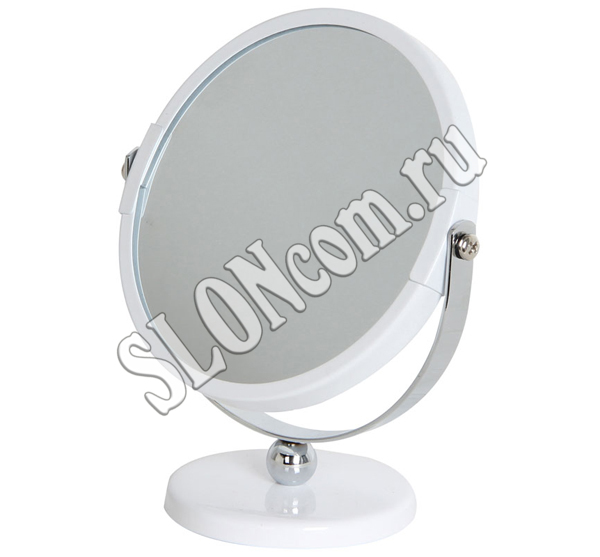 Зеркало косметическое M-3135 двухстороннее на ножке D 12,5см, металл,стекло - Фото