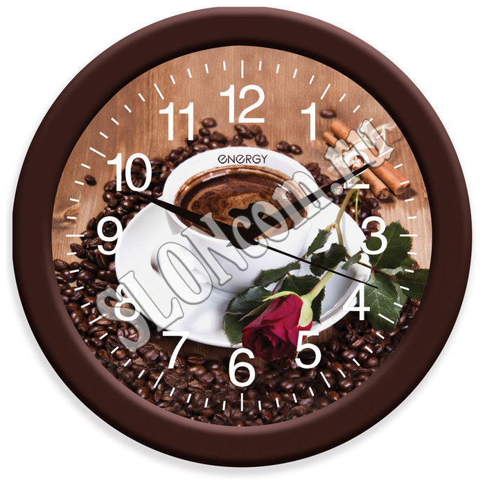 Часы настенные кварцевые Energy модель ЕС-101 кофе - Фото