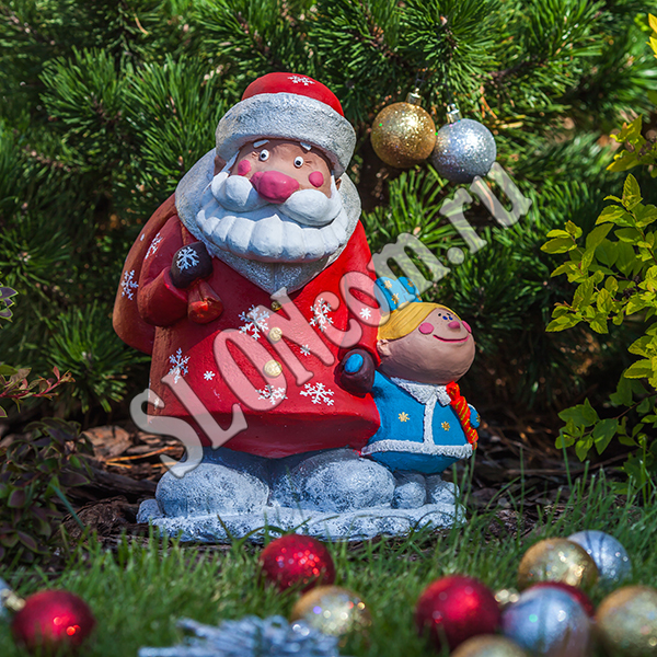 Фигура Дед Мороз со Снегуркой H 35 см - фото