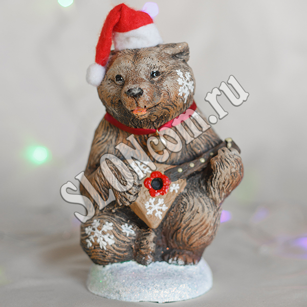 Фигура Медведь с балалайкой новогодний H 17 см - фото