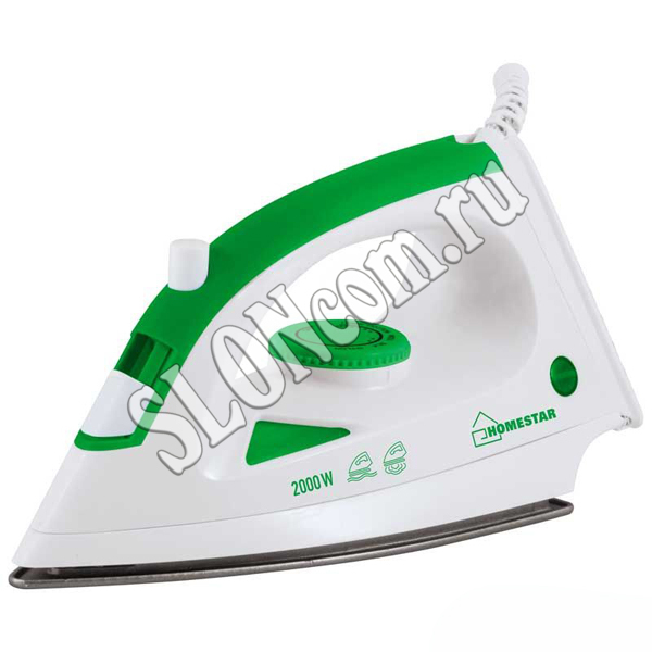 Утюг Homestar бело-зеленый 2000Вт, тефлоновая подошва - фото