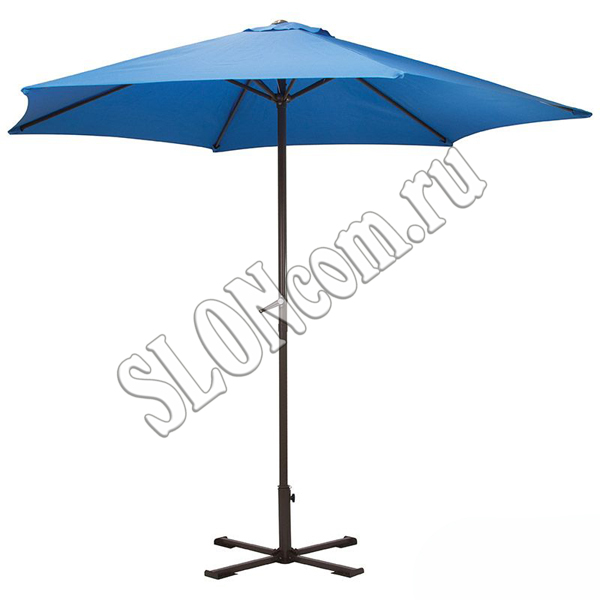 Зонт садовый синий с крестообразным основанием, купол 270 см - фото