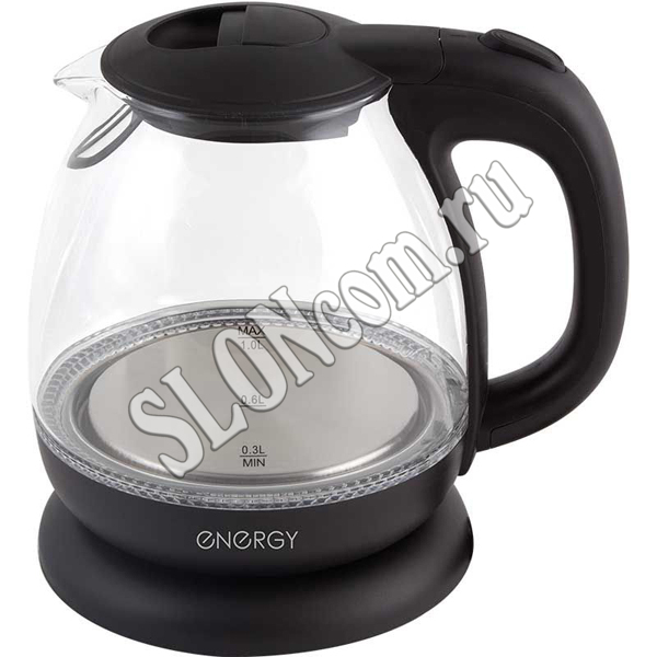 Чайник 1 л Energy E-296 стекло, пластик, черный - Фото