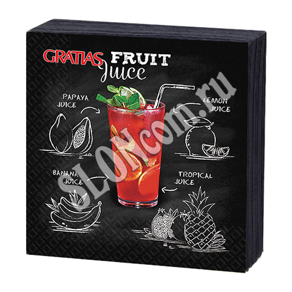 Салфетки бумажные 3 сл, 24 см, 20 л, Gratias Fruit juice - Фото