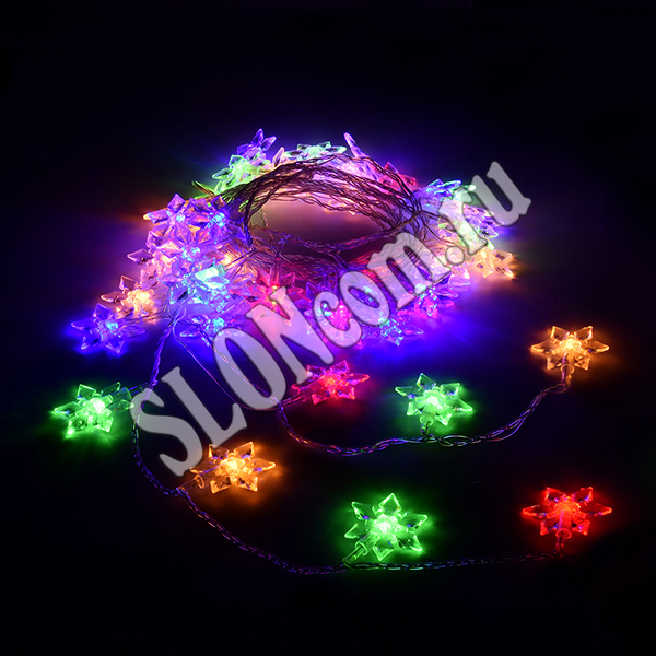 Гирлянда электрическая Цветочки 10 м, 80 разноцветных Led ламп, Vegas - Фото