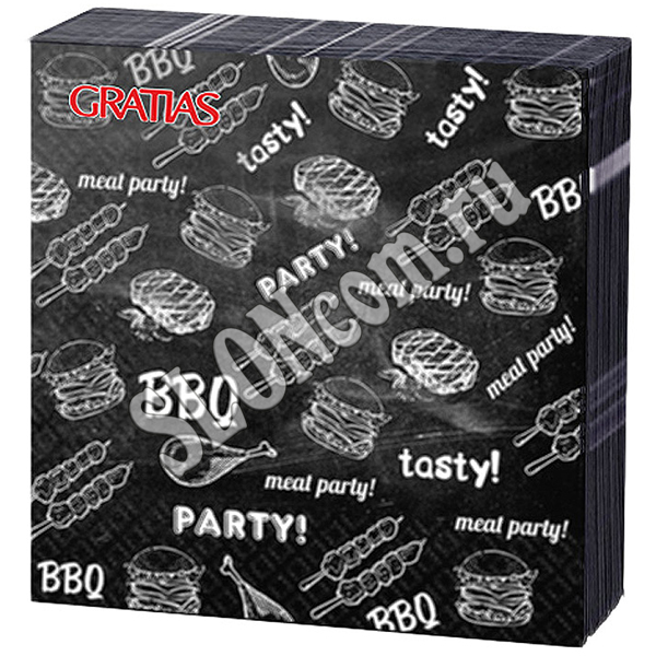 Салфетки бумажные 3 сл, 24 см, 20 л, Gratias BBQ Party - Фото