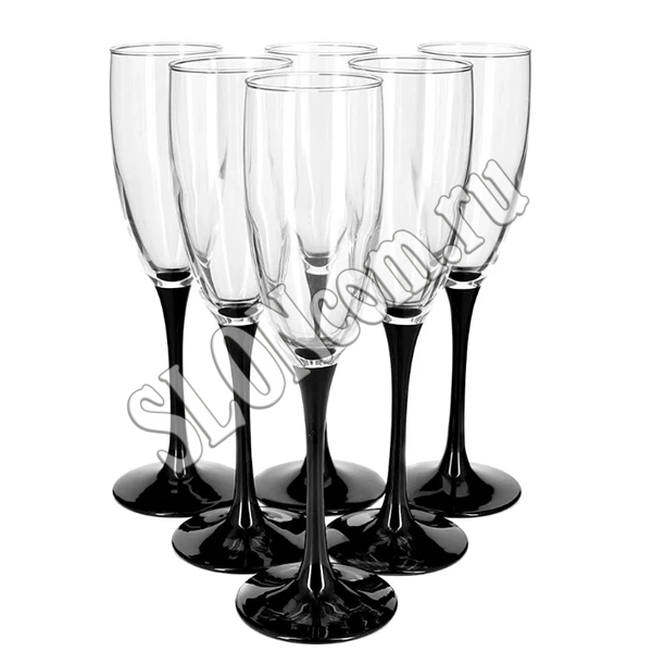 Набор бокалов для шампанского Домино 6 шт, 170 мл, Luminarc, H8167 - Фото