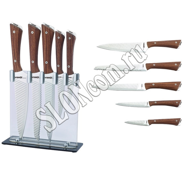 Набор ножей 6 предметов с подставкой - фото