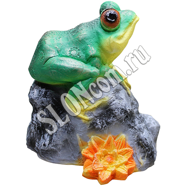 Фигурка садовая Лягушка на камне 20х17х24 см - Фото