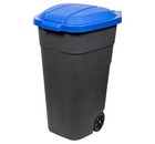 Бак для раздельного сбора мусора с крышкой на колесах 110 л, синий
