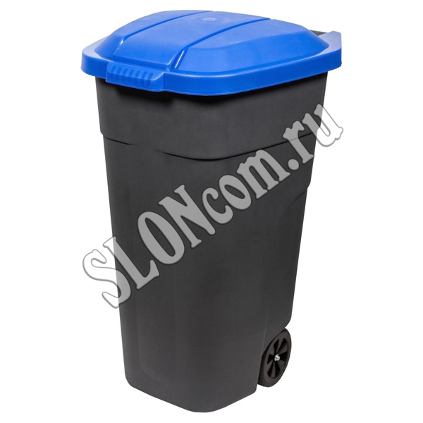 Бак для раздельного сбора мусора с крышкой на колесах 110 л, синий - Фото