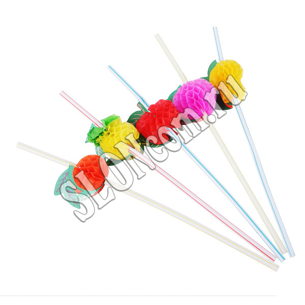 Трубочки для напитков Фрукты цветные 12 шт, 240 x 5 мм, 437-081 - Фото