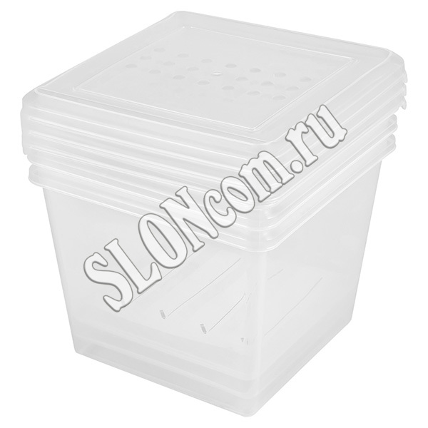 Комплект контейнеров для заморозки квадратные, 1л (3 шт.), Asti, бесцветные - Фото