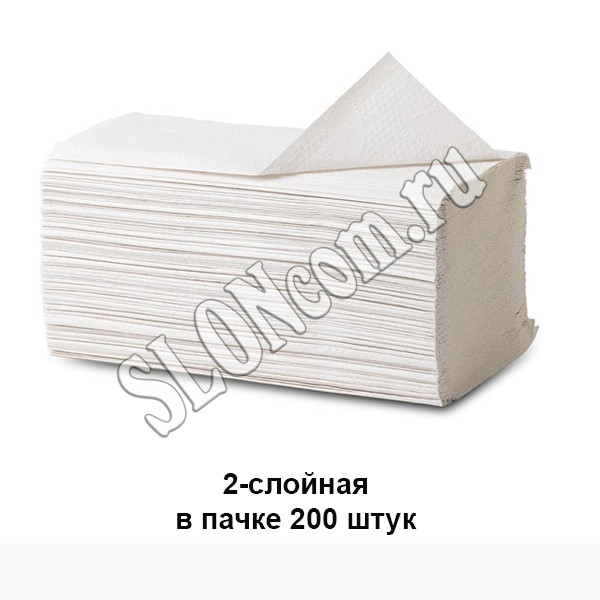 Полотенца бумажные листовые V-сложения 1 сл, 200 шт, Терес Стандарт, Т-0226 - Фото