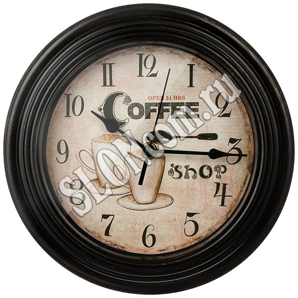 Часы настенные Coffee shop, 22,8*22,8*4,6 см - Фото