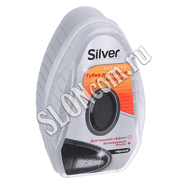 Губка - блеск для обуви с дозатором, черный, Silver 459-110 - Фото