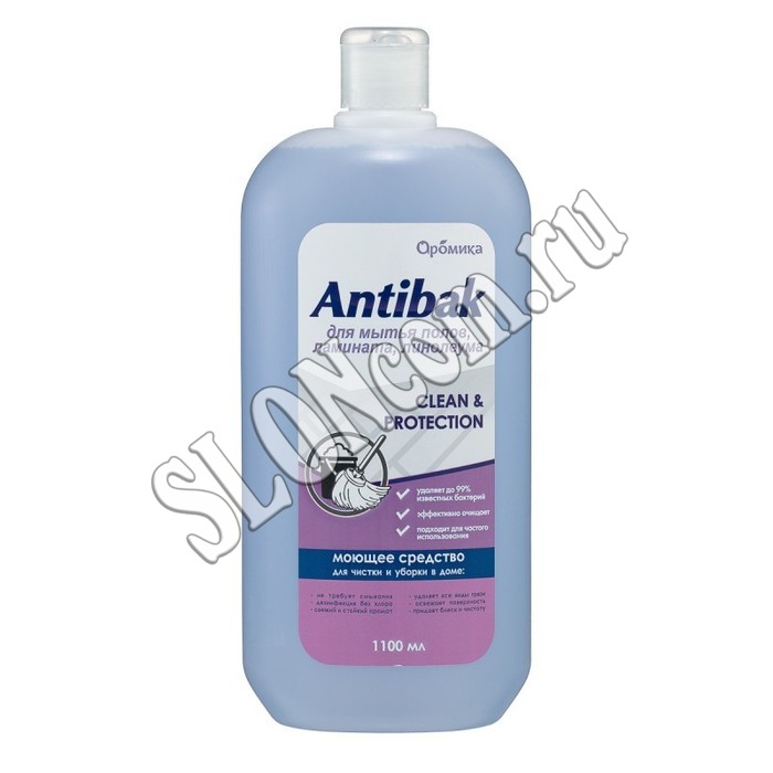Жидкое средство для мытья пола, ламината, линолеума Antibak, 1100  мл, флип-топ - Фото