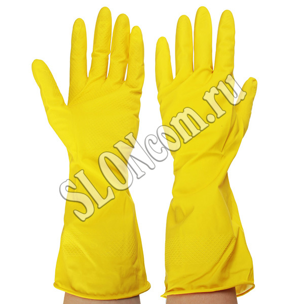 Перчатки резиновые желтые, M, Vetta - Фото