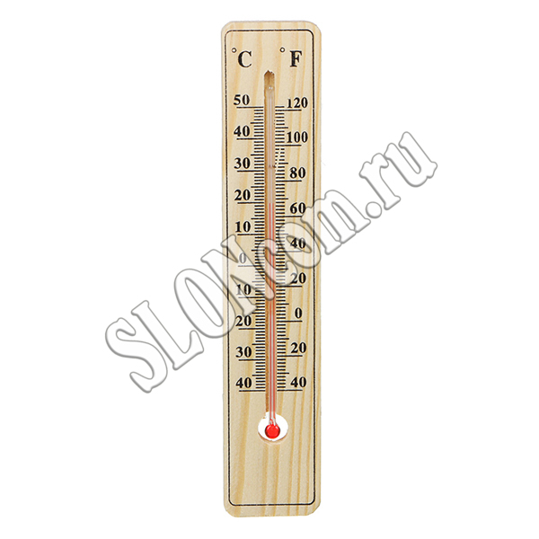Термометр деревянный Классик, малый 20х4 см, на блистере, Inbloom - Фото