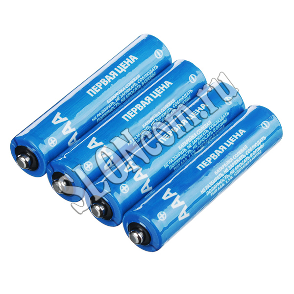 Батарейки Первая цена 4 шт, тип АAA солевые, 925-051 - Фото