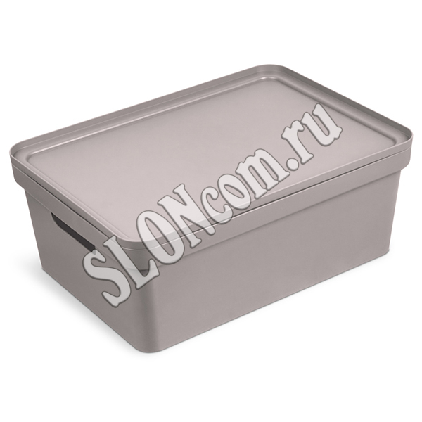 Коробка для хранения Фортуна 380х280х150 мм, коричнево-серая - Фото