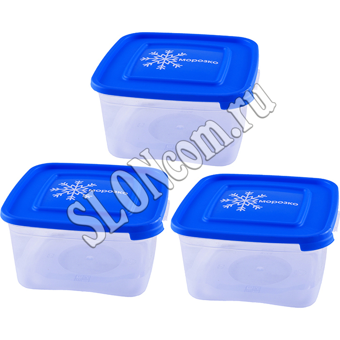 Контейнеры для замораживания продуктов Морозко 3 шт, 1 л, квадрат - Фото