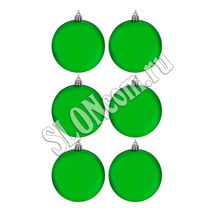 Шары новогодние набор 6 штук, D 7 см, зеленый, Сноу Бум 372-476 - Фото