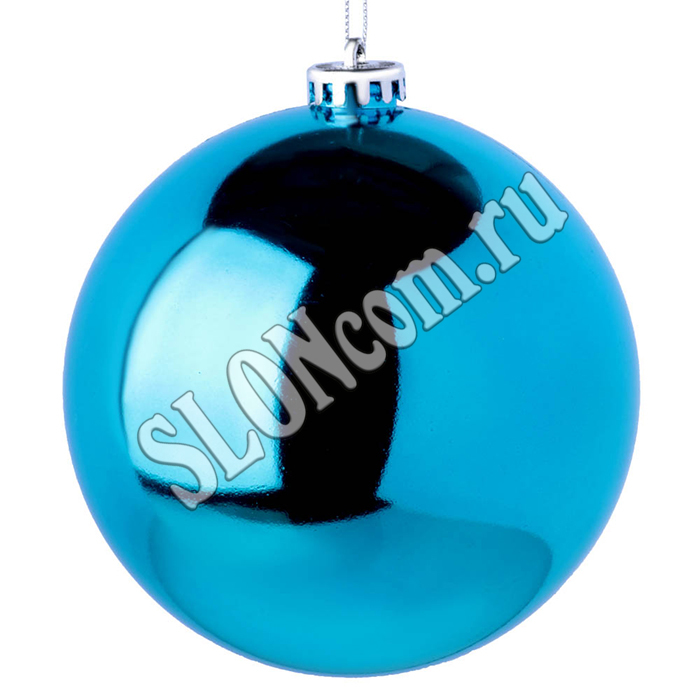Шар новогодний глянцевый D 14 см, голубой, Сноу Бум 372-508 - Фото