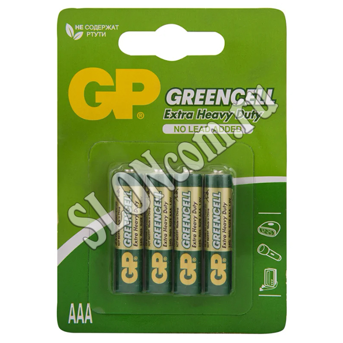 Батарейки GP GreenCell 4 шт, тип ААА (R03) на блистере - Фото