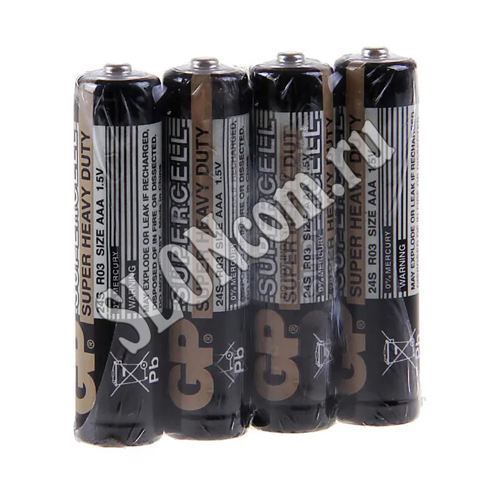 Батарейки GP Supercell 4 шт, тип ААА (R03) в пленке - Фото