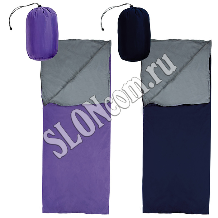 Спальный мешок-одеяло 180*70 см (180*145 см) фиолетовый/серый+синий/серый, СМ001 - Фото