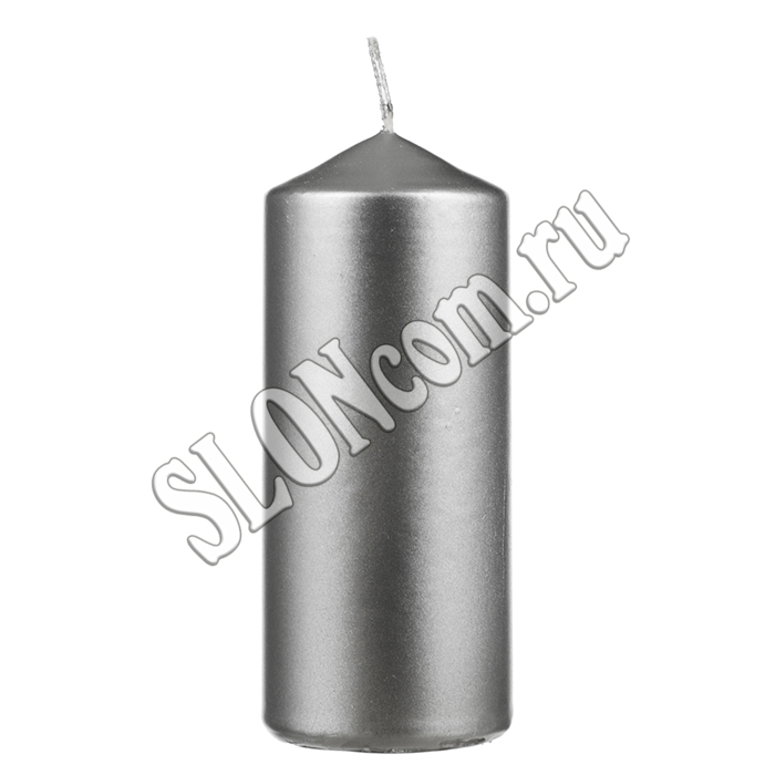 Свеча столбик 5х12 см, лакированный парафин, серебро, Ladecor 508-805 - Фото