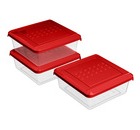 Комплект контейнеров для продуктов Asti квадратных, 0,5 л х 3 шт. (красный)