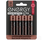 Батарейка алкалиновая 4 штуки, Energy Ultra LR6/4B (АА)
