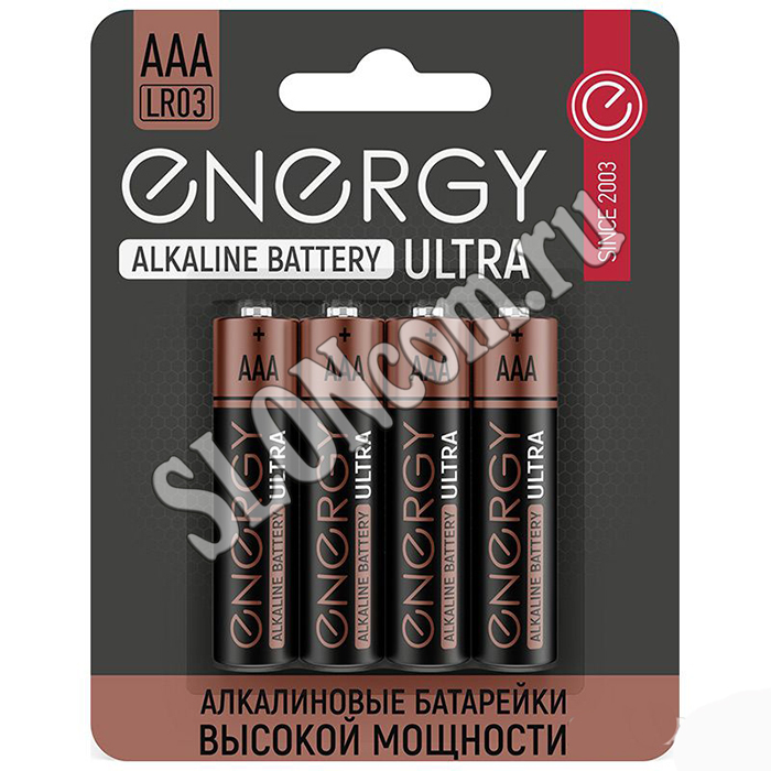 Батарейка алкалиновая 4 штуки, Energy Ultra LR03/4B (АAА) - Фото